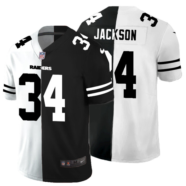 Men's Las Vegas Raiders #34 Bo Jackson Black & White NFL Split Vapor Split Limited Stitched Jersey